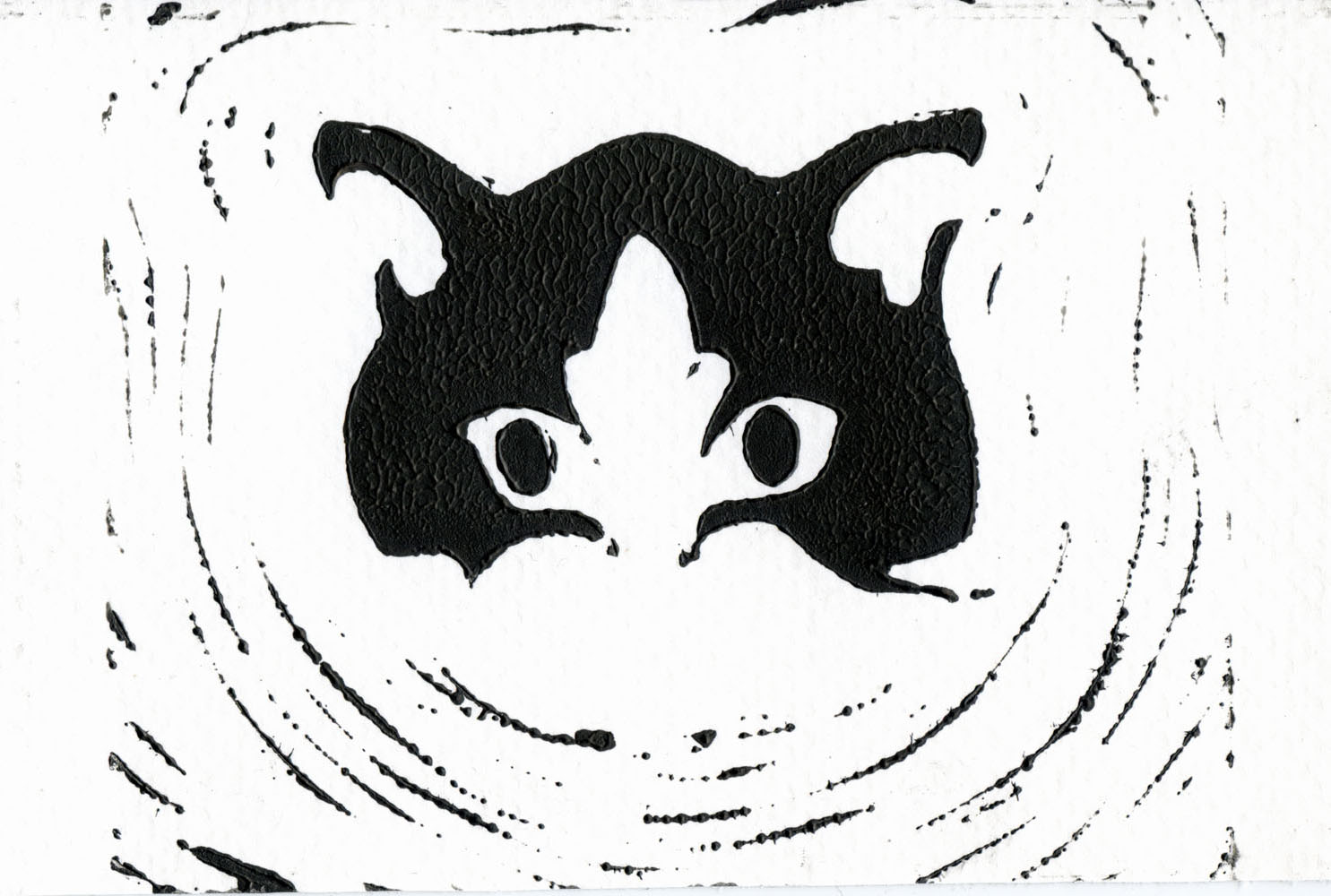 Bandit Cat | ©2013 Keelan Rosa | 4"x6" Linocut Print | $5